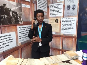 The Tanzanian High Commissioner at the exhibition in Parliament Oct 2019